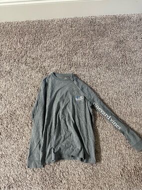 Vineyard Vines Heather Gray Long-Sleeve Logo Tee